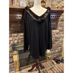 carolina colours plus Black Sweater Faux Fur Collar Size 22/24 Vintage